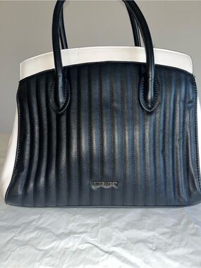 Nine West Black and White Quilted Satchel